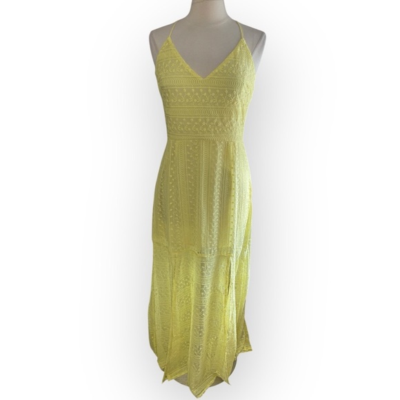 NWT FANCO Floral Embroidered Maxi Dress in Yellow, Large - Picture 1 of 9